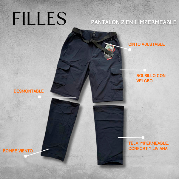 [COMPRÁ 1 Y LLEVATE 2] Pantalón Cargo Unisex 2 en 1 — Impermeable y Desmontable